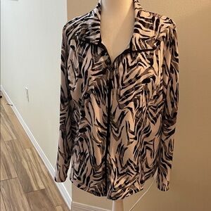 Elegant Zebra Print Button Down Shirt